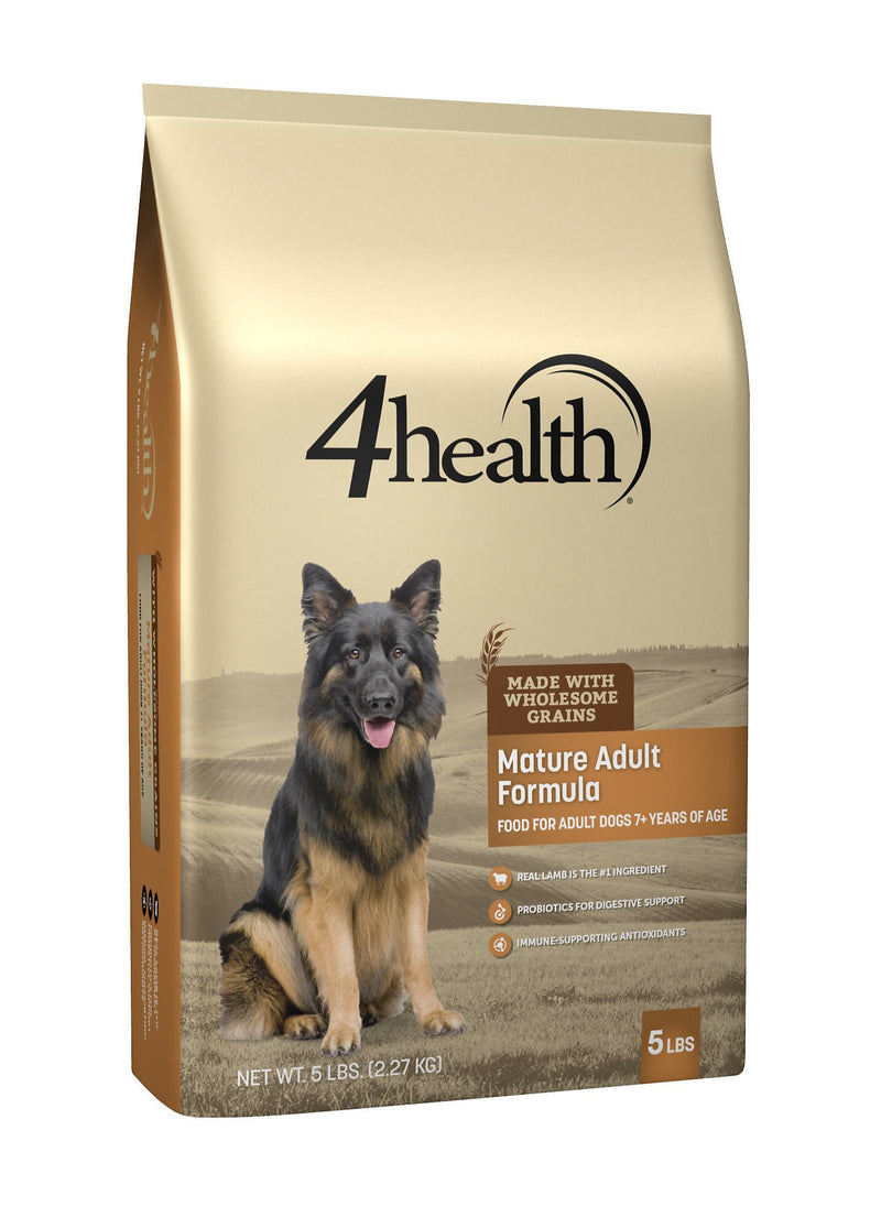 4health with Wholesome Grains Mature Adult Formula for Dogs 7+ Years of Age Dry Dog Food - 5 lb