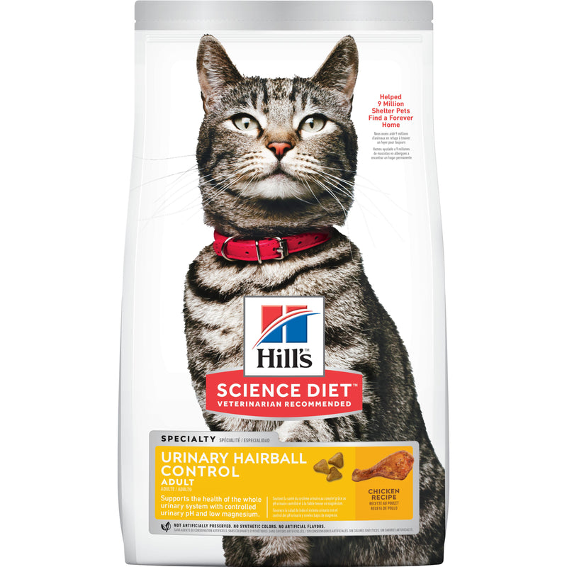 Hill's Science Diet Adult Urinary & Hairball Control Dry Cat Food, Chicken Recipe - 3.5lb