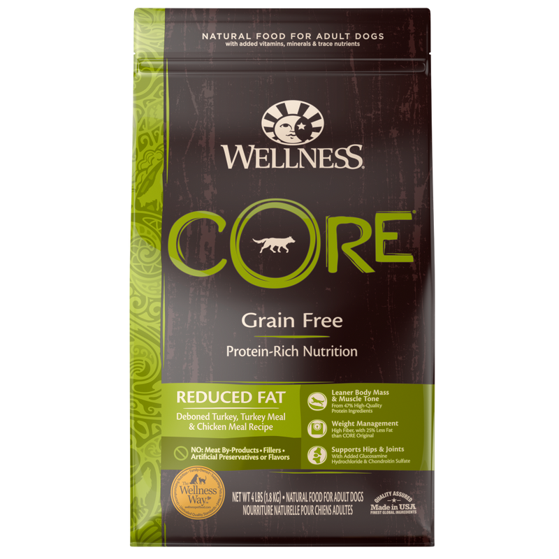 Wellness CORE Natural Grain Free Reduced Fat Weight Management Turkey & Chicken Recipe Dry Dog Food - 4 lb