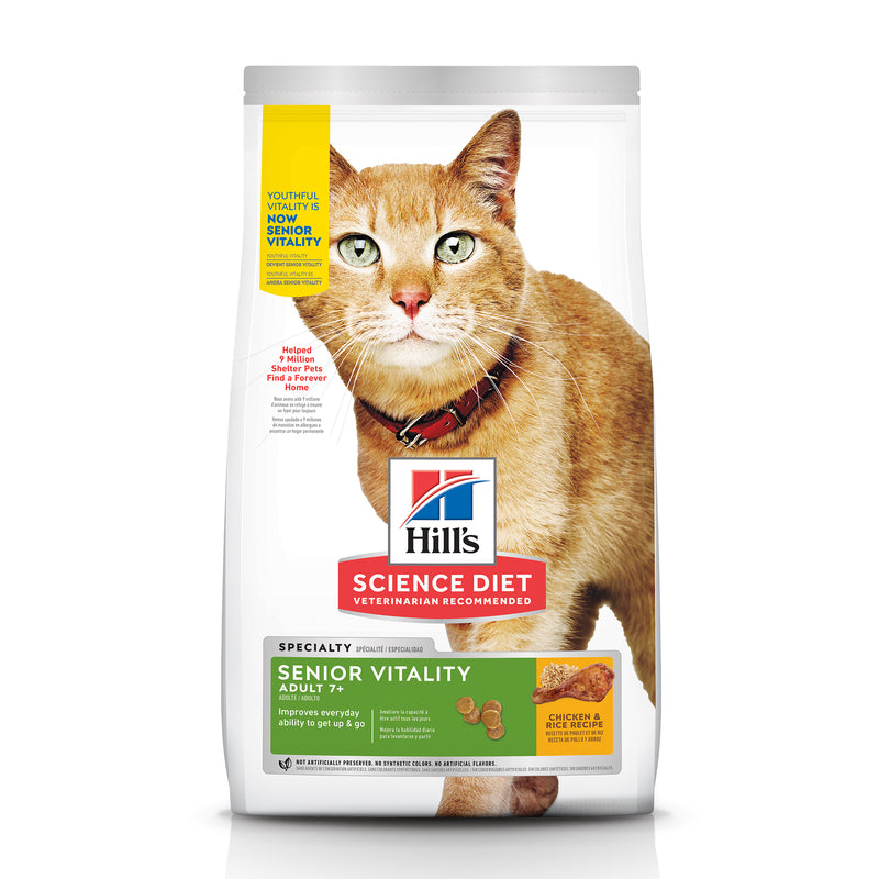 Hill's Science Diet Senior 7+ Senior Vitality Chicken & Rice Recipe Dry Cat Food, 6 lb
