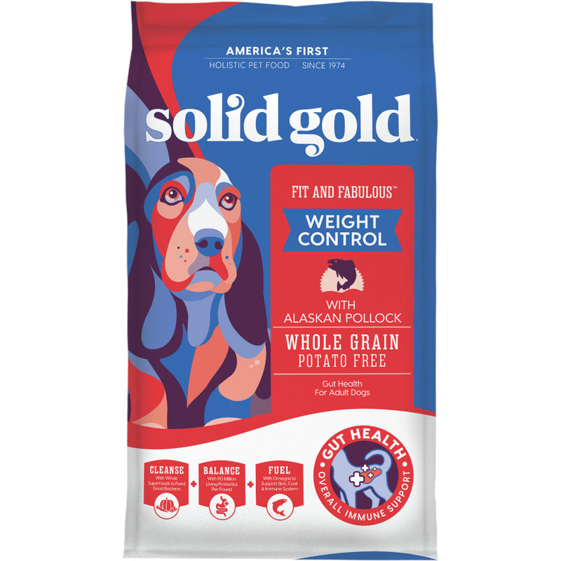Solid Gold Fit & Fabulous Adult Low Fat & Low Calorie with Fresh Caught Alaskan Pollock Dry Dog Food - 24 lb