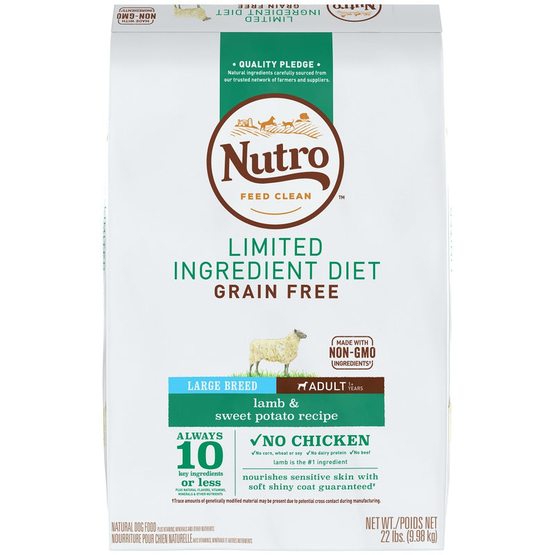 Nutro Limited Ingredient Diet Grain Free Large Breed Adult Lamb and Sweet Potato Dry Dog Food - 22 lb