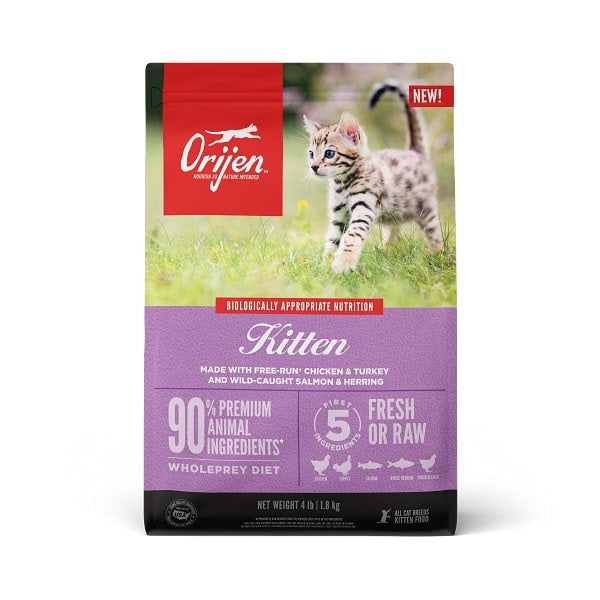 ORIJEN Premium High-Protein Grain-Free Kitten Recipe Dry Cat Food - 4 lb