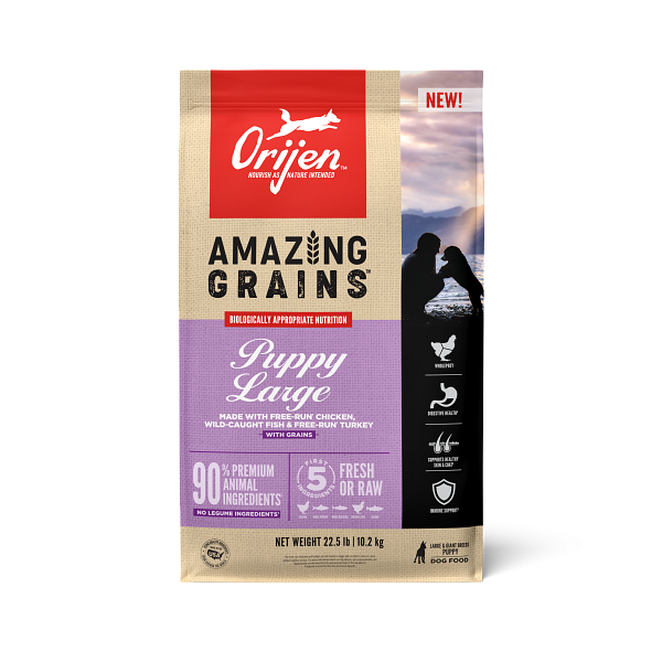 ORIJEN High Protein Amazing Grains Large Breed Puppy Dry Dog Food - 22.5 lb
