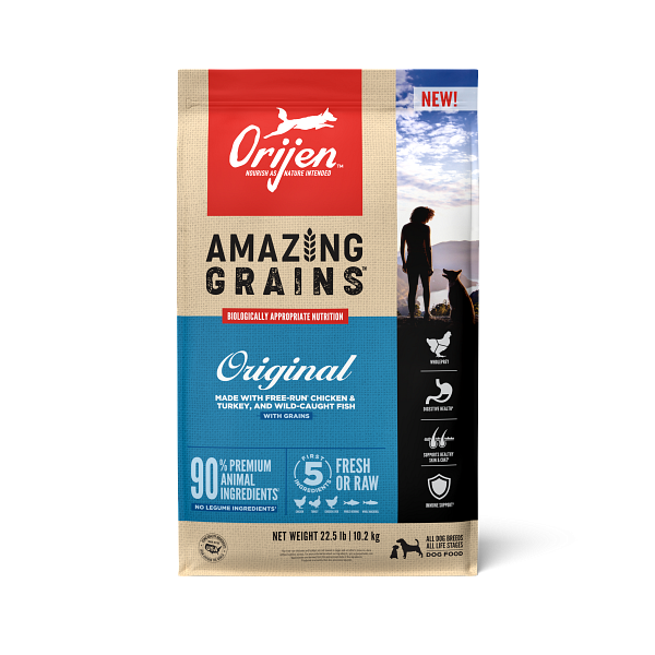 ORIJEN High Protein Amazing Grains Original Dry Dog Food - 4 lb