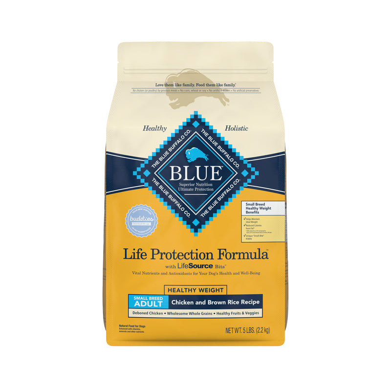 Blue Buffalo Life Protection Formula Natural Adult Small Breed Healthy Weight Dry Dog Food, Chicken and Brown Rice 5 lb