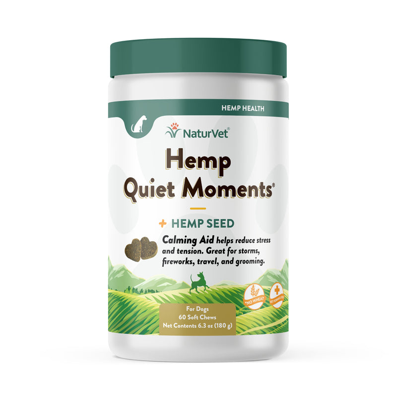 NaturVet Hemp Quiet Moments Plus Hemp Seed Soft Chew Calming Supplement Treats for Dogs