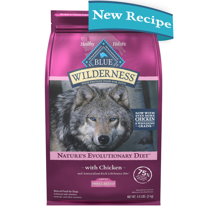 Blue Buffalo Wilderness High Protein Natural Small Breed Adult Dry Dog Food plus Wholesome Grains, Chicken 4.5 lb