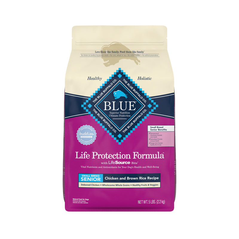 Blue Buffalo Life Protection Formula Natural Senior Small Breed Dry Dog Food, Chicken and Brown Rice 5 lb