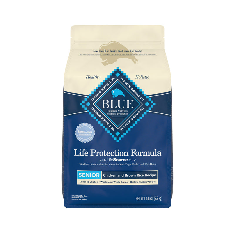Blue Buffalo Life Protection Formula Natural Senior Dry Dog Food, Chicken and Brown Rice 5 lb