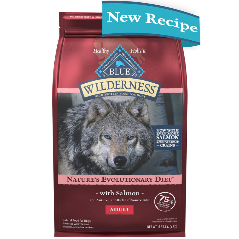 Blue Buffalo Wilderness High Protein Natural Adult Dry Dog Food plus Wholesome Grains, Salmon 4.5