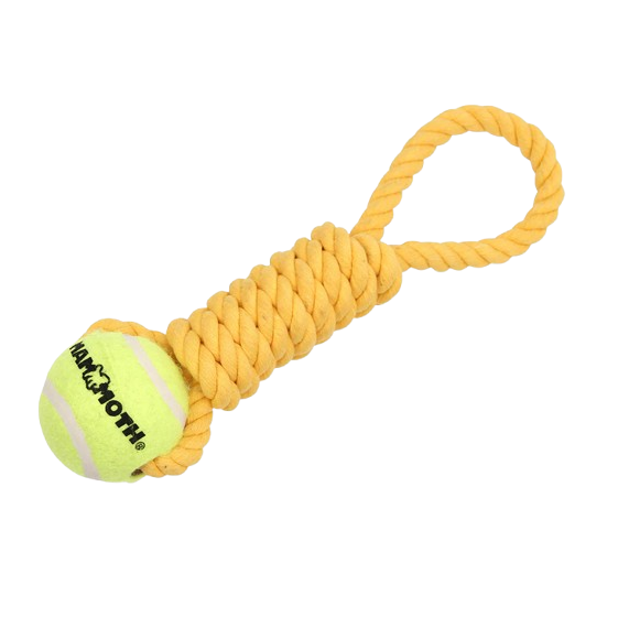 Mammoth Pet Medium 12-in Twister Pull Tug with Tennis Ball Dog Toy