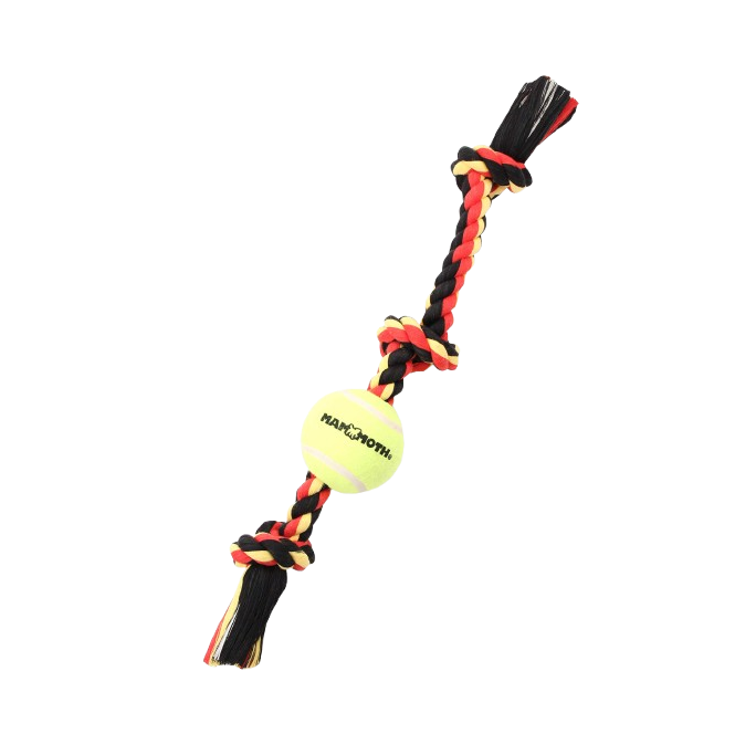 Mammoth Pet Md 20-in Color 3 Knot Tug w 3-in Tennis Ball Dog Toy