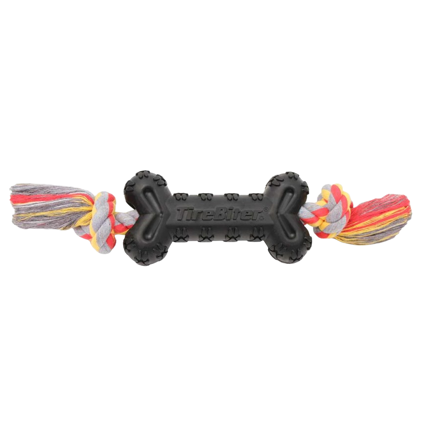 Mammoth Pet Large 7.25-in TireBiter Advanced Bone with Rope Dog Toy