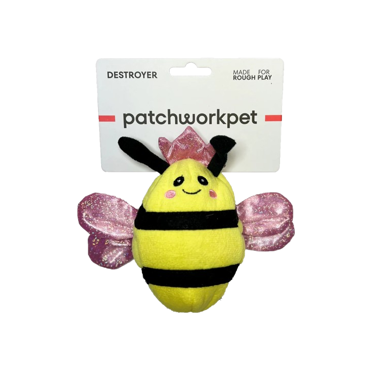 Patchwork Pet Prickles Queen Bee with Bumble Bee Dog Toy