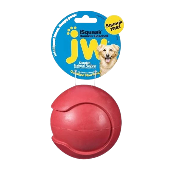 JW Pet iSqueak Bouncin Baseball Dog Toy