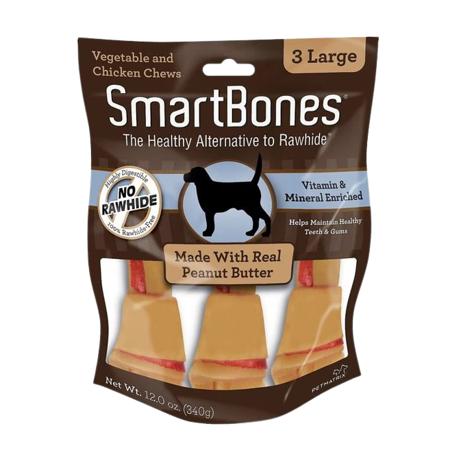 SmartBones Large Peanut Butter Chew Bones Dog Treats