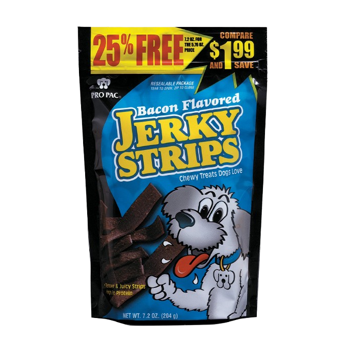 Pro Pac Bacon Flavored Jerky Strips Dog Treats