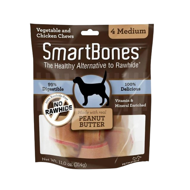 Smartbones Medium Peanut Butter Chew Bones Dog Treats