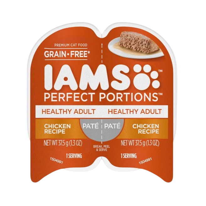 Iams Perfect Portions Healthy Adult Chicken Pate Wet Cat Food Tray