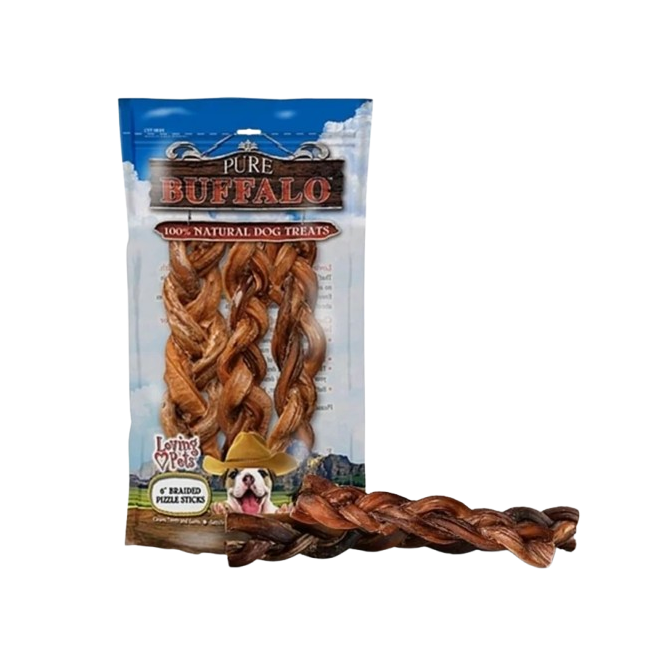 Pure Buffalo Braided Bully Sticks Dog Treats