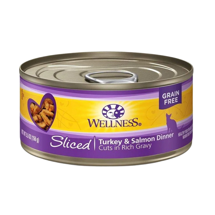 Wellness Grain Free Natural Sliced Turkey and Salmon Dinner Wet Canned Cat Food
