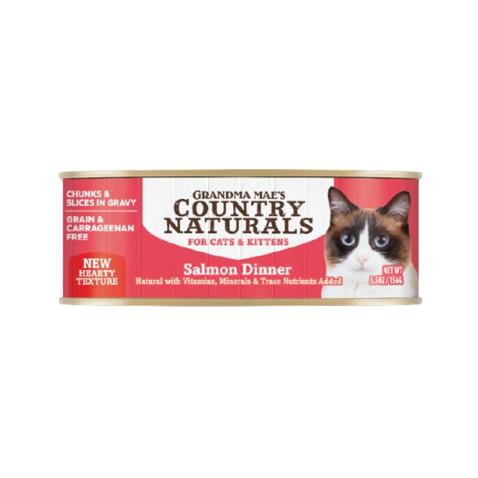 Grandma Mae's Country Naturals Grain Free Salmon Slices in Gravy Canned Food for Cats