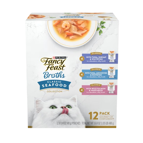 Fancy Feast Classic Collection Broths Variety Pack Supplemental Cat Food Pouches