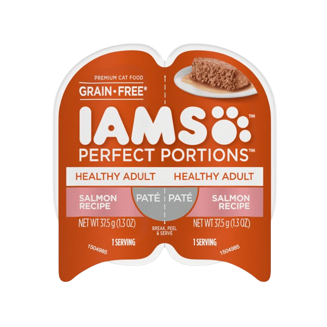 Iams Perfect Portions Healthy Adult Salmon Pate Wet Cat Food Tray