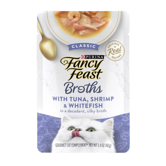 Fancy Feast Classic Broths with Tuna, Shrimp & Whitefish Cat Food Pouches