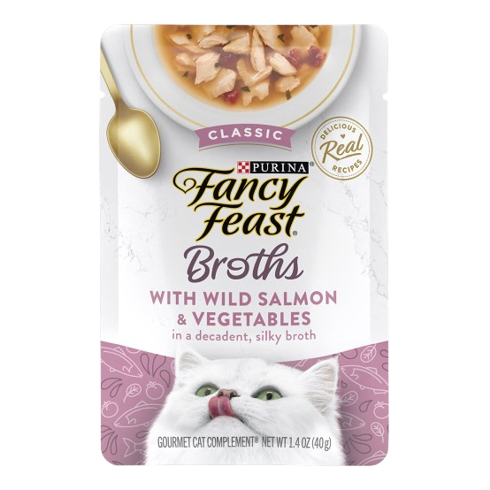 Fancy Feast Classic Broths with Wild Salmon & Vegetables Supplemental Cat Food Pouches