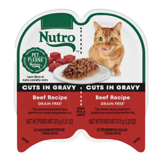 Nutro Perfect Portions Grain Free Cuts In Gravy Real Beef Recipe Wet Cat Food Trays