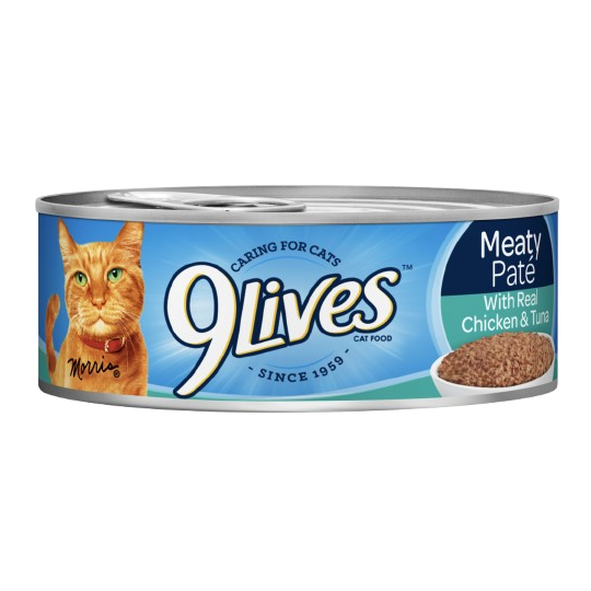 9 Lives Meaty Pate with Chicken and Tuna Dinner Canned Cat Food