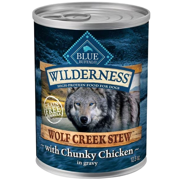 Blue Buffalo Wilderness Wolf Creek Stew Chunky Chicken Stew Canned Dog Food