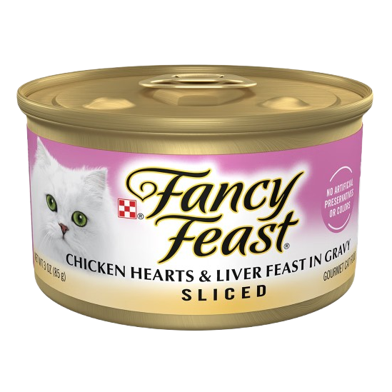 Fancy Feast Sliced Chicken Hearts and Liver Feast Canned Cat Food - 3 oz, case of 24