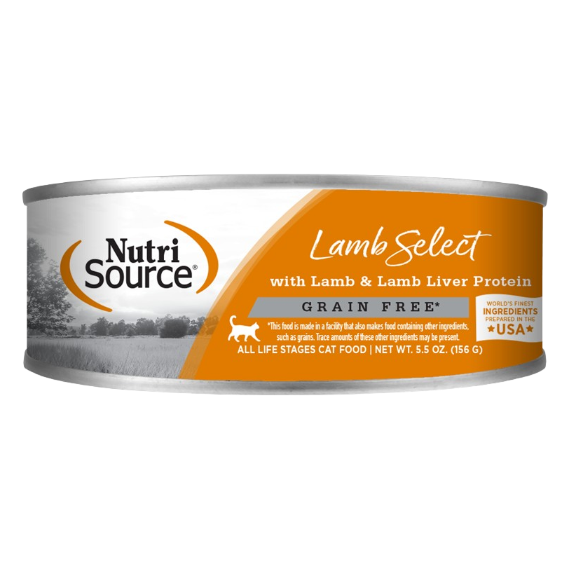 NutriSource Grain Free Lamb & Lamb Liver Select Canned Cat Food - 5.5 oz, case of 12