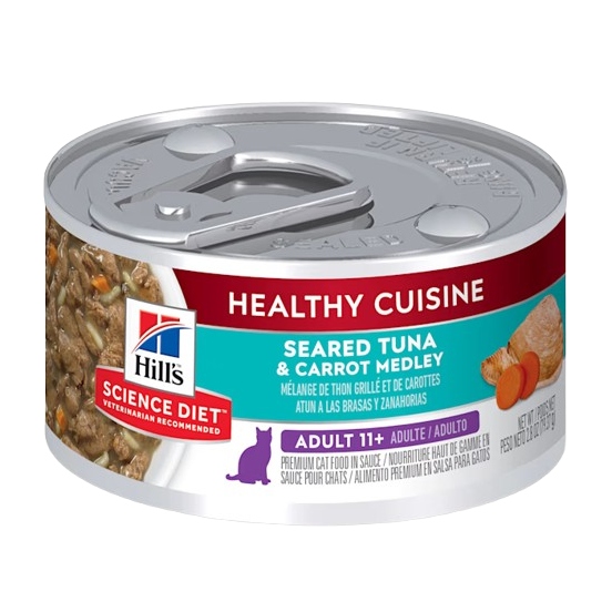 Hill's Science Diet Healthy Senior Cuisine Adult 11+ Seared Tuna & Carrot Medley Canned Cat Food - 2.8 oz, case of 24