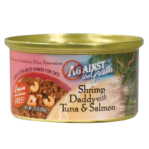 Against the Grain Shrimp Daddy with Tuna and Salmon Canned Cat Food - 2.8 oz, case of 24
