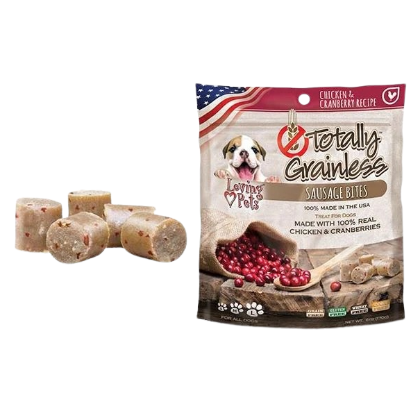 Loving Pets Totally Grainless Grain Free Chicken and Cranberry Recipe Sausage Bites Dog Treats