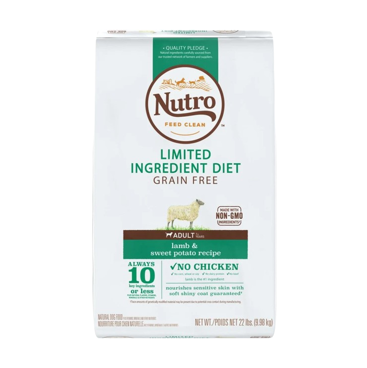 Nutro Limited Ingredient Diet Grain Free Adult Lamb and Sweet Potato Dry Dog Food - 22 lb