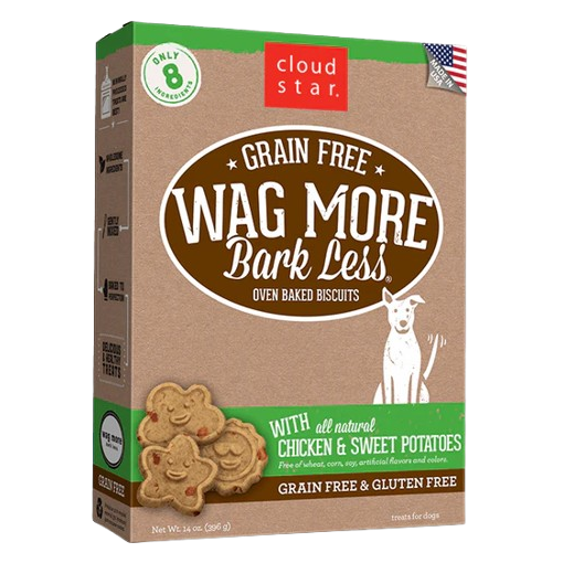 Cloud Star Wag More Bark Less Oven Baked Grain Free Chicken and Sweet Potatoes Dog Treats