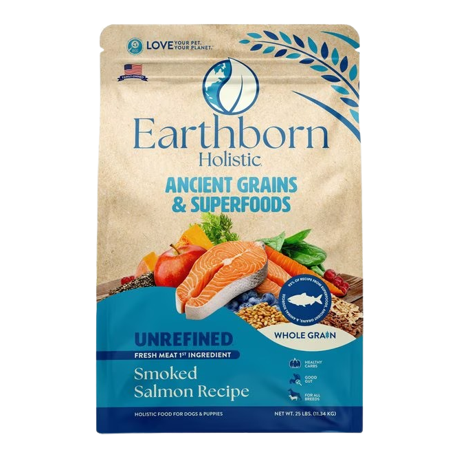 Earthborn Holistic Unrefined Smoked Salmon with Ancient Grains & Superfoods Dry Dog Food - 25 lb
