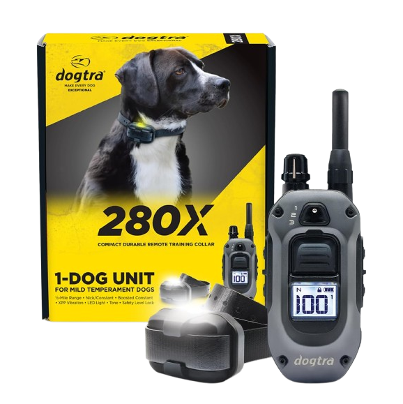 Dogtra 280X E-Collar with Remote [New Edition] 10 lbs+, 1/2 Mile Range, LED Light, 100 Levels of Precise Control for Stubborn Dogs, Waterproof, Boost for Quick Recall, Vibration, Safety Lock & Tone 280X 1-Dog