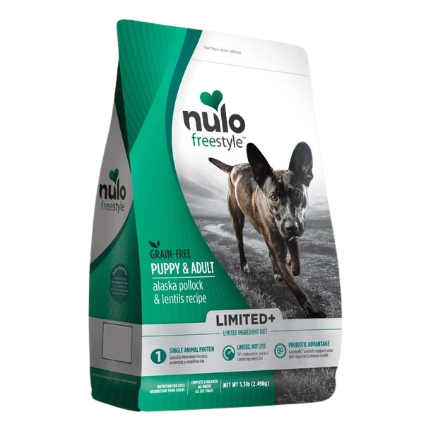 Nulo FreeStyle Limited+ Grain Free Alaska Pollock & Lentils Recipe Puppy & Adult Dry Dog Food - 4 lb