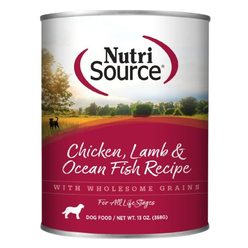 NutriSource Adult Chicken, Lamb & Ocean Fish Canned Dog Food - 13 oz, case of 12