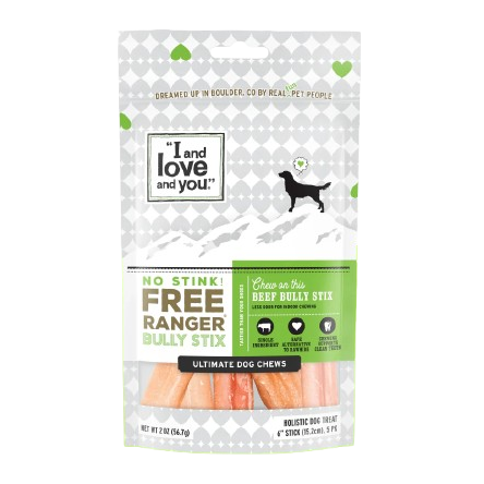 I and Love and You Grain Free Free Ranger No Stink Bully Stix Dog Treats