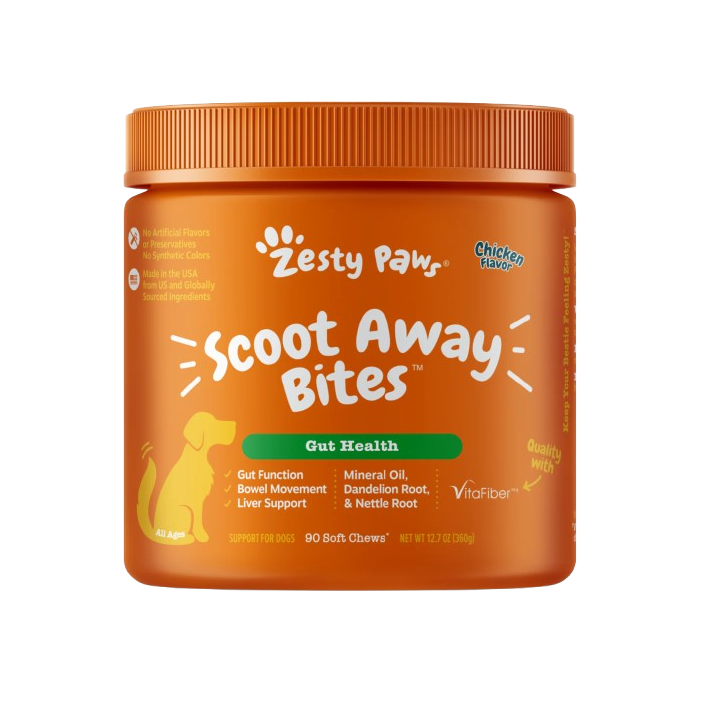 Zesty Paws Anal Gland Health Scoot Away Bites for Digestive & Immune Support Chicken Soft Chews for Dogs