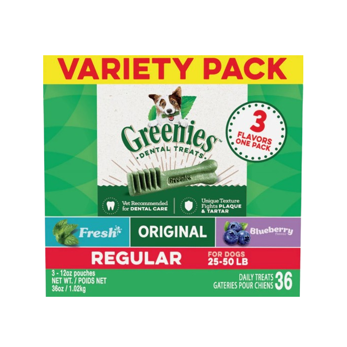Greenies Regular Chews Flavored with Spearmint and Blueberry Dog Treat