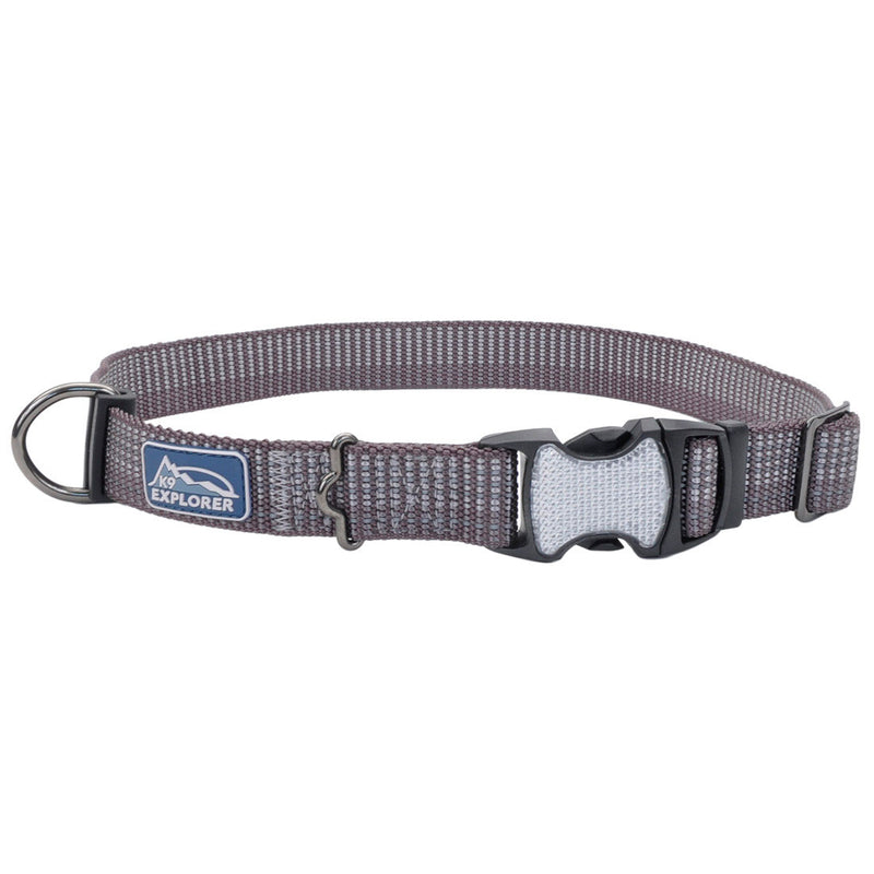 K9 Explorer® Brights Reflective Adjustable Dog Collar, Grey X-Small