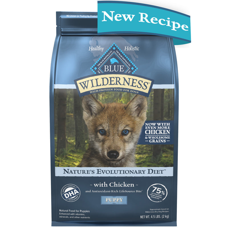 Blue Buffalo Wilderness High Protein Natural Puppy Dry Dog Food plus Wholesome Grains, Chicken 4.5 lb
